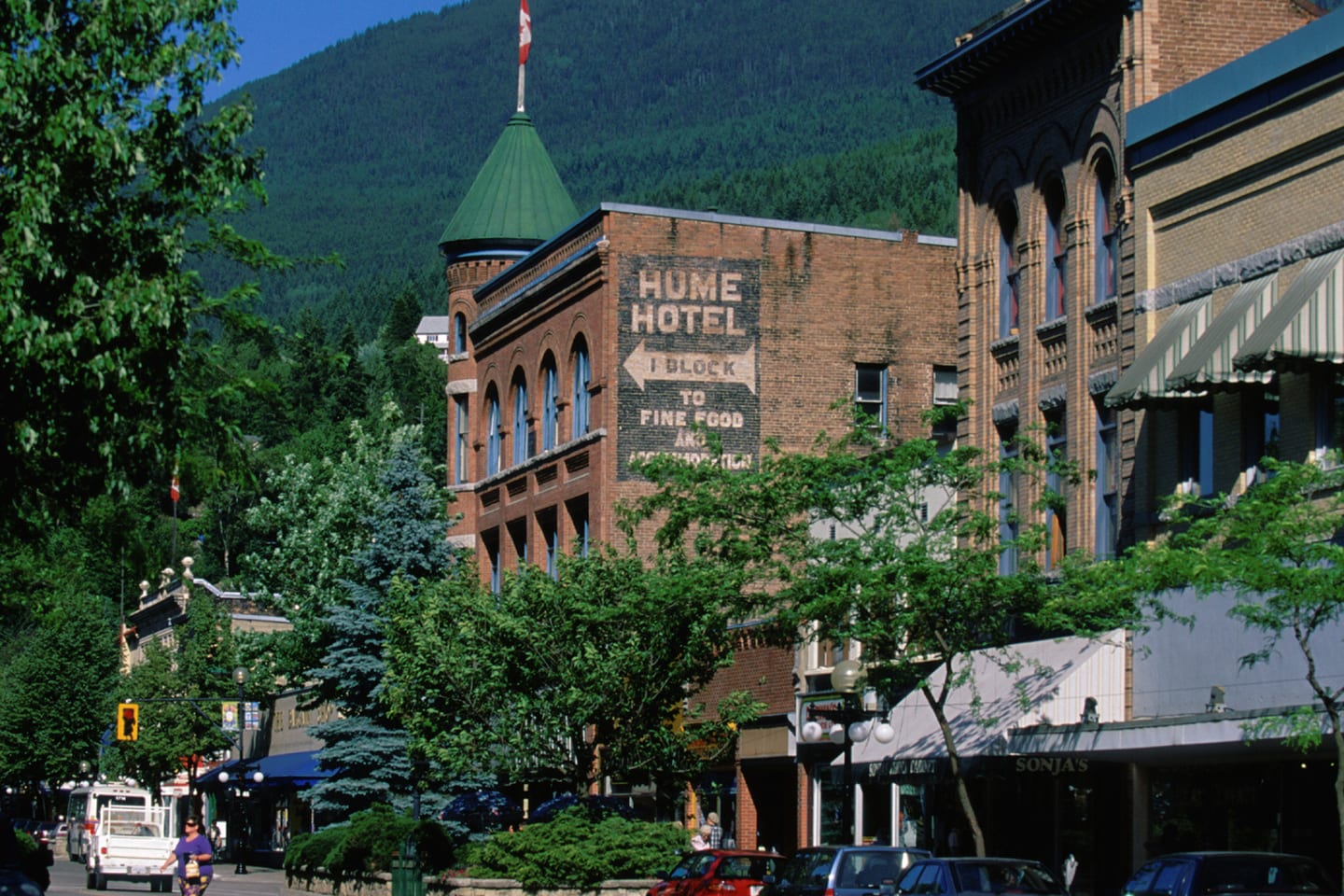 Heritage buildings along Baker Street in downtown Nelson, British Columbia